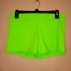 Neon green spandex shorts